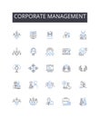 Corporate Management line icons collection. Executive Leadership, Business Administration, Company Governance