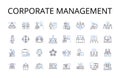 Corporate Management line icons collection. Executive Leadership, Business Administration, Company Governance
