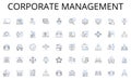 Corporate Management line icons collection. Innovative, Unconventional, Creative, Contemporary, Inventive, Fresh