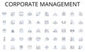 Corporate Management line icons collection. Online, Cyber, Tech-savvy, Social, Media-literate, Internet, Web-wise vector