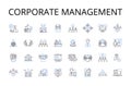 Corporate Management line icons collection. Executive Leadership, Business Administration, Company Governance