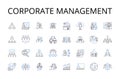 Corporate Management line icons collection. Executive Leadership, Business Administration, Company Governance