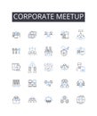 Corporate meetup line icons collection. Business conference, Executive retreat, Team building, Professional gathering