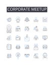 Corporate meetup line icons collection. Business conference, Executive retreat, Team building, Professional gathering