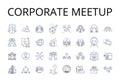 Corporate meetup line icons collection. Business conference, Executive retreat, Team building, Professional gathering