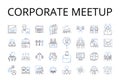 Corporate meetup line icons collection. Business conference, Executive retreat, Team building, Professional gathering