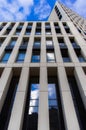 Corporate office building facade modern city vertical photography foreshortening from below with perspective exterior wall and Royalty Free Stock Photo