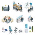 Corporate office life isometric 3D set