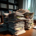 Corporate order Stacks of paperwork, business documents in office setting Royalty Free Stock Photo