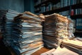 Corporate order Stacks of paperwork, business documents in office setting Royalty Free Stock Photo