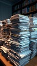 Corporate order Stacks of paperwork, business documents in office setting Royalty Free Stock Photo