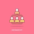 Corporate organization chart with business people vector icon in comic style. People cooperation cartoon illustration on isolated Royalty Free Stock Photo