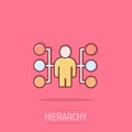 Corporate organization chart people vector icon in comic style. People cooperation cartoon illustration on isolated background.