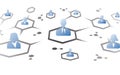 Corporate organization chart template with business people icons. Corporate hierarchy. Human model connection. Social networking