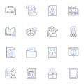 Corporate paperwork line icons collection. Documentation, Records, Forms, Contracts, Agreements, Reports, Papers vector