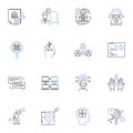Corporate partnership line icons collection. Collaboration, Alliance, Synergy, Nerking, Teamwork, Mutualism, Integration