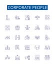 Corporate people line icons signs set. Design collection of Executives, Managers, Professionals, Directors, Employees