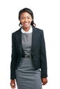 Corporate, portrait or business woman or happy lawyer smiling isolated against a studio white background. Confident Royalty Free Stock Photo