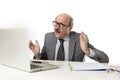 corporate portrait of 60s bald happy business man smiling confid Royalty Free Stock Photo