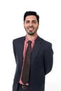 Corporate portrait young attractive businessman of Hispanic ethnicity smiling in suit and tie Royalty Free Stock Photo