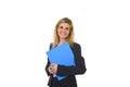 Corporate portrait young attractive happy businesswoman posing confident smiling and relaxed Royalty Free Stock Photo