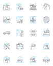 Corporate positions linear icons set. CEO, COO, CFO, CMO, CTO, HR, Accountant line vector and concept signs. Analyst