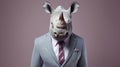 Corporate Punk: A Surrealistic Rhino Wearing A Suit