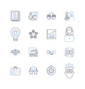 Corporate reciprocation line icons collection. Exchange, Mutuality, Consistency, Collaboration, Respect, Generosity