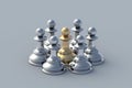 Corporate relations. Golden and silver chess figures. Innovative development