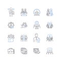 Corporate resources line icons collection. Assets, Budgets, Capital, Collaboration, Competencies, Compliance