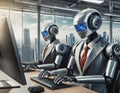 Corporate robots at work in modern office Royalty Free Stock Photo