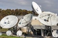 Corporate satellite dishes in a rural office complex Royalty Free Stock Photo