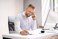 Corporate Service Center Operator Using Phone