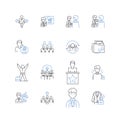 Corporate site line icons collection. Business, Enterprise, Organization, Company, Industry, Services, Solutions vector