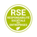 Corporate social responsibility badge called RSE, responsabilite societale entreprise in French language Royalty Free Stock Photo