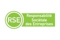 Corporate social responsibility badge called RSE, responsabilite societale entreprise in French language Royalty Free Stock Photo