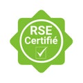 Corporate social responsibility certified badge called RSE in French Royalty Free Stock Photo