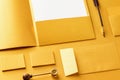 Corporate stationery set mockup. Presentation folder, letterhead, envelope and business cards