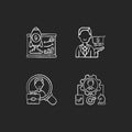 Corporate structure chalk white icons set on black background Royalty Free Stock Photo