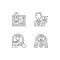 Corporate structure linear icons set