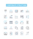 Corporate structure vector line icons set. Organisation, Hierarchy, Network, Framework, Corporate, Division, Reporting Royalty Free Stock Photo