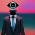 Corporate surveillance, futuristic business man