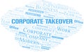 Corporate Takeover vector word cloud, made with text only. Royalty Free Stock Photo
