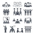 Corporate team icons. Professional people business networking conference crowd or group training vector symbols
