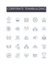 Corporate teambuilding line icons collection. Notes, Textbooks, Flashcards, Worksheets, Diagrams, Presentations