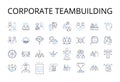 Corporate teambuilding line icons collection. Strategic planning, Executive coaching, Management development, Leadership