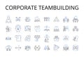 Corporate teambuilding line icons collection. Strategic planning, Executive coaching, Management development, Leadership