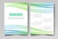 Corporate template design brochures,flyers,booklets,annual report.Blue-green abstract transparent wave.