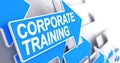 Corporate Training - Message on the Blue Pointer. 3D. Royalty Free Stock Photo