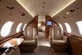 Corporate transport, modern business jet interior. Generative ai